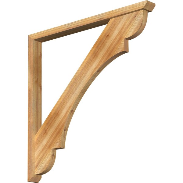 Ekena Millwork Olympic Slat Rough Sawn Bracket w/ Offset Brace, Western Red Cedar, 4"W x 46"D x 46"H BKT0402X46X46OLY06RWR - main